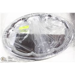 NEW OVAL TRAY 18" PLATED STEEL - LOT OF 4