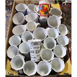 FLAT OF NEW ASSORTED DECORATIVE COFFEE MUGS