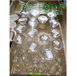 FLAT OF NEW 12OZ SHORT WINE GLASSES & MINI WINE