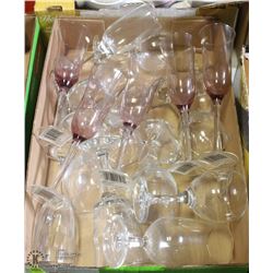 FLAT OF NEW ASSORTED CHAMPAGNE AND WINE GLASSES