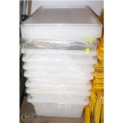 LOT OF 8 WHITE PLASTIC FOOD STORAGE BINS WITH LIDS