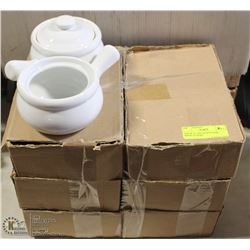 (OC) LOT OF 12 - ONION SOUP BOWL WHITE /COVERS