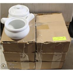 (OC) LOT OF 12 - ONION SOUP BOWL WHITE /COVERS