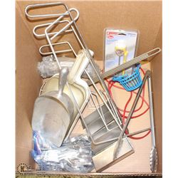 BOX OF ICE SCOOPS/OIL TESTERS/THERMOMETER