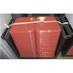 (ON CHOICE) PUSH CART FULL OF RED TRAYS