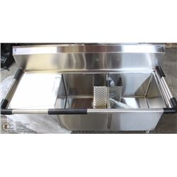 ME#12) DOUBLE COMPARTMENT S/S SINK 18"X18"X14"DEEP