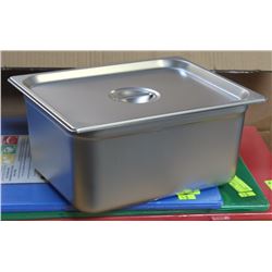 ME#8) S/S FOOD PAN HALF SIZE 6" DEEP WITH LID
