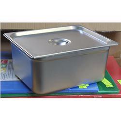 ME#8) S/S FOOD PAN HALF SIZE 6" DEEP WITH LID