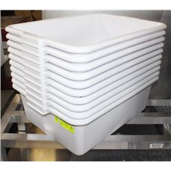 (L) TOTE BOX - LOT OF 10 - WHITE  7" DEEP