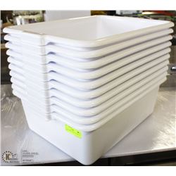 (L) TOTE BOX - LOT OF 10 - WHITE  7" DEEP