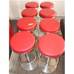 LOT OF 8 LEATHERETTE AND STAINLESS SWIVEL BAR