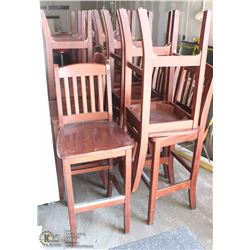 LOT OF 14 SOLID WOOD HIGH BACK CHAIRS