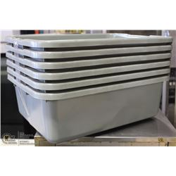 GREY TOTE BOXES -  LOT OF 6 - NEW