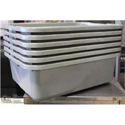 GREY TOTE BOXES -  LOT OF 6 - NEW