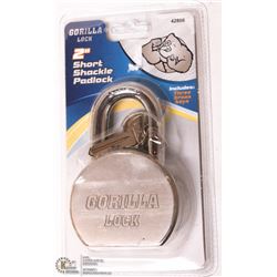 NEW GORILLA LOCK 2" SHORT SHACKLE PADLOCK /W KEYS