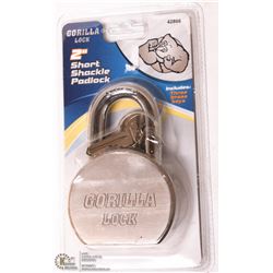 NEW GORILLA LOCK 2" SHORT SHACKLE PADLOCK /W KEYS