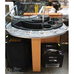 CONDIMENT BAR WITH GLASS SNEEZE GUARD