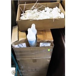 LARGE BOX OF NEW SPRAY BOTTLES AND NOZZLES