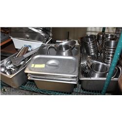 SHELF CONTAINING ASSORTED METAL INSERTS, LIDS, BAR