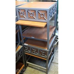 LOT OF 2 WOOD FINISH AND METAL SIDE TABLES