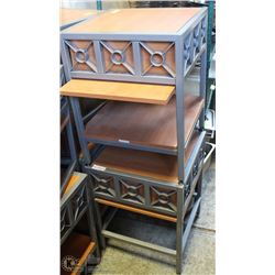 LOT OF 2 WOOD FINISH AND METAL SIDE TABLES