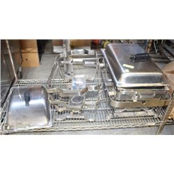 LOT OF 6 ASSORTED CHAFING DISH FRAMES WITH LIDS &