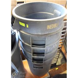 LOT OF 5 BRUTE 20GAL BINS