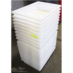 LOT OF 18 WHITE TOTES 5" DEEP