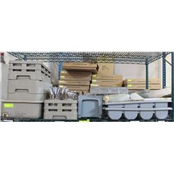 SHELF CONTAINING CUTLERY TRAYS, DIVIDER BINS,