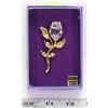 Image 1 : WOMENS CRYSTAL ROSE AND GOLD STEMMED BROOCH