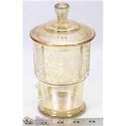 LIDDED DEPRESSION FLORAL PATTERN CANDY DISH.