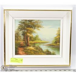 ORIGINAL LANDSCAPE PAINTING SIGNED DENTON IN WHITE