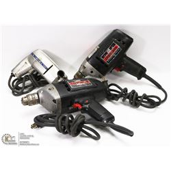2 CRAFTSMAN 3/8 REVERSIBLE DRILLS AND ZEPHYR 1/4