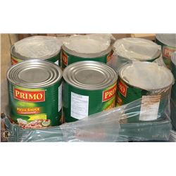 CASE WITH 6 LARGE CANS OF PRIMO PIZZA SAUCE