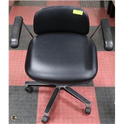 BLACK VINYL RE-COVERED METAL OFFICE CHAIR