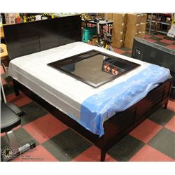 NEW WOOD QUEEN SIZE BEDFRAME WITH MIRROR- MATTRESS
