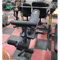 WEIGHT BENCH WITH SEAT AND BARBELL HOLDER, BARBELL