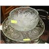 Image 1 : LARGE GLASS PUNCH BOWL SET WITH TRAY