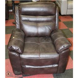 DARK BROWN PLUSH RECLINING SOFA CHAIR