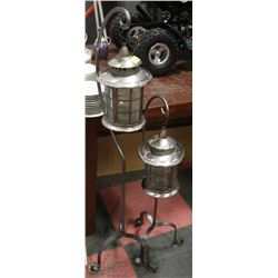2 WROUGHT IRON OUTDOOR TEALIGHT STANDS