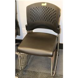 LOT OF 6 STACKING CHAIRS - BLACK WITH METAL FRAMES