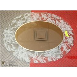 FLORAL DESIGN GLASS FRAMED MIRROR.