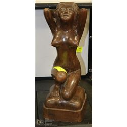 NUDE STATUE (BRONZE COLOR) 15| TALL CARVED.
