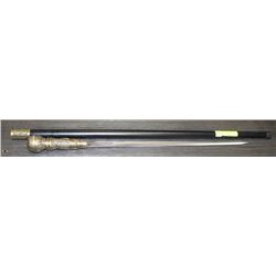 ORNATE BRASS METAL COLLECTOR CANE SWORD