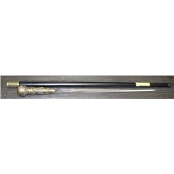 ORNATE BRASS METAL COLLECTOR CANE SWORD