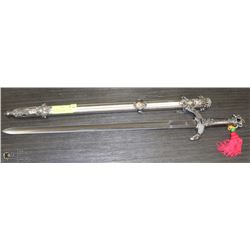 ORNATE EAGLE HEAD HANDLED SWORD AND SCABBARD