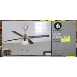 NEW HOMETRENDS 48" CEILING FAN BRUSHED CHROME