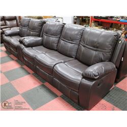 NEW DEXTER BROWN LEATHERETTE RECLINING 82" SOFA