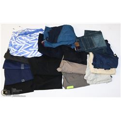 SHELF OF NEW MENS CLOTHING INCL. SHORTS, PANTS,