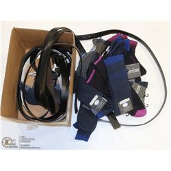 BOX WITH NEW MENS SOCKS,BELTS AND MORE